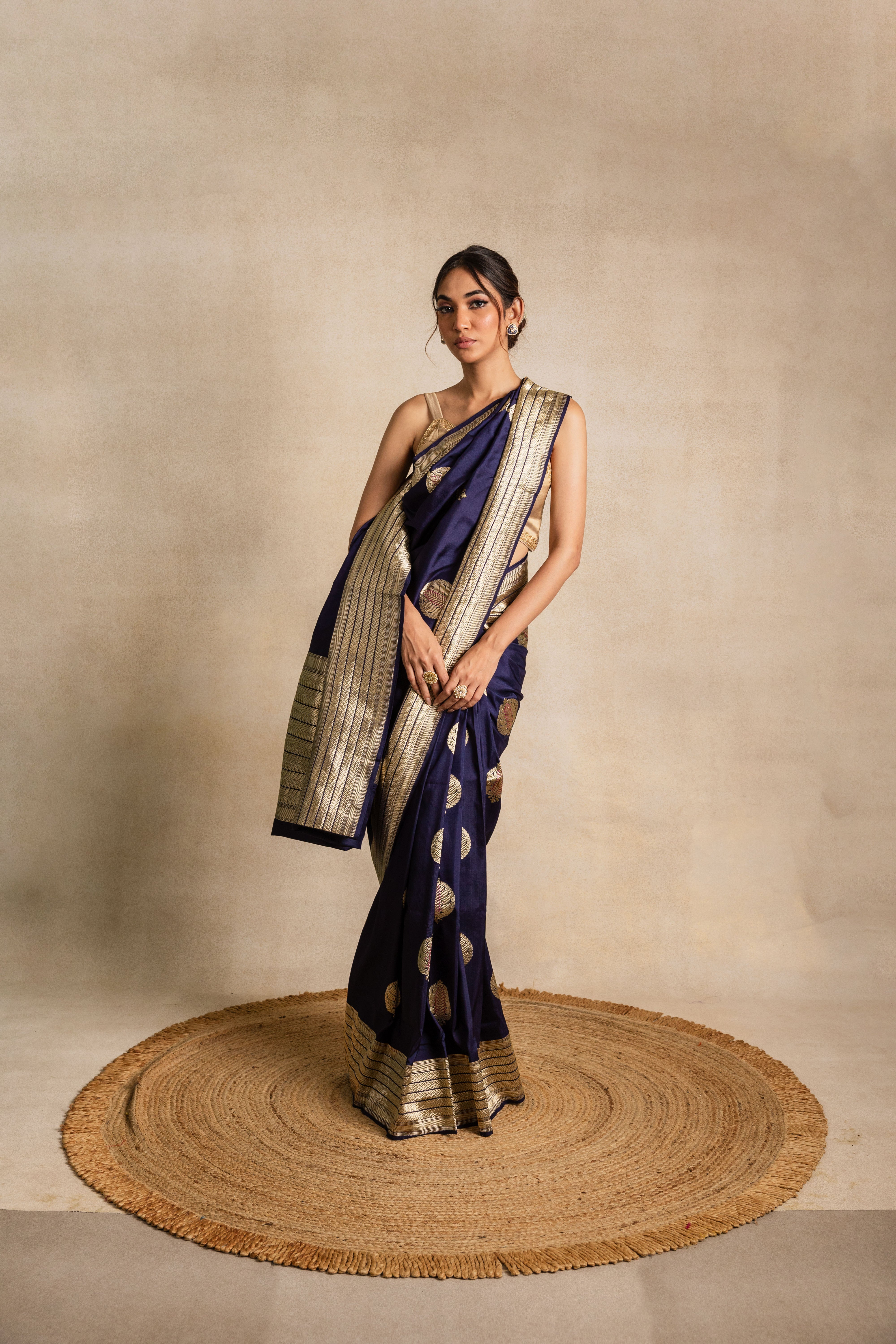 Blue Anaar Boota Katan Silk Saree