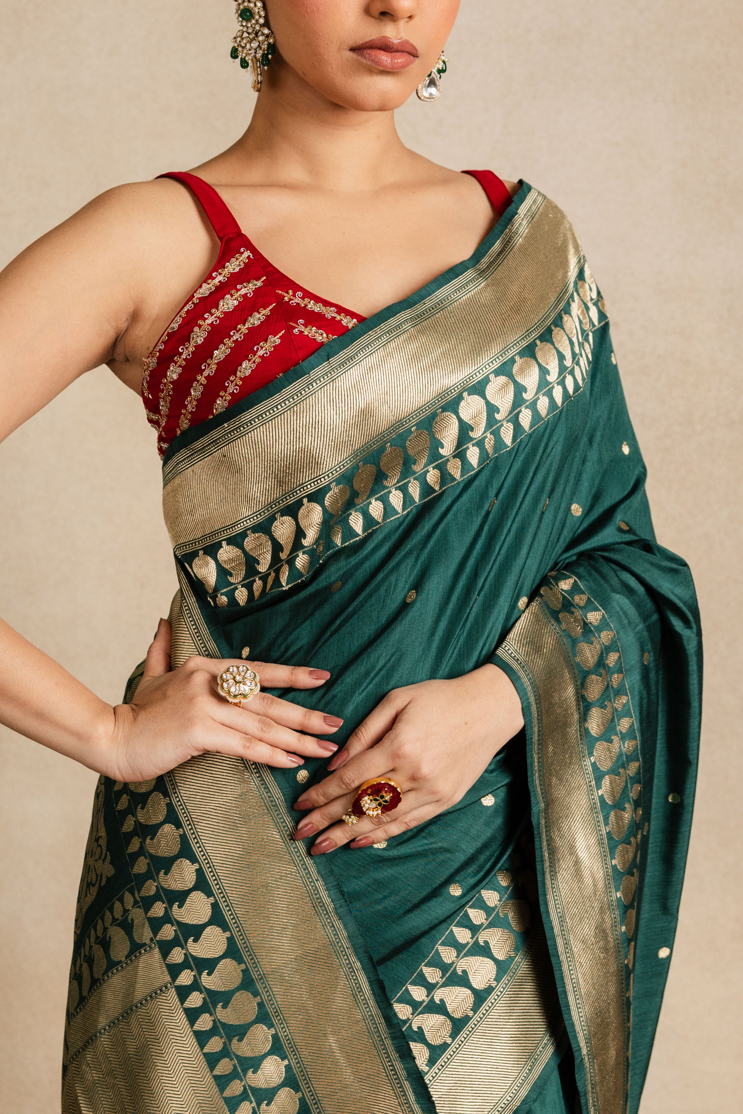 Green Katan Silk Iktara Saree