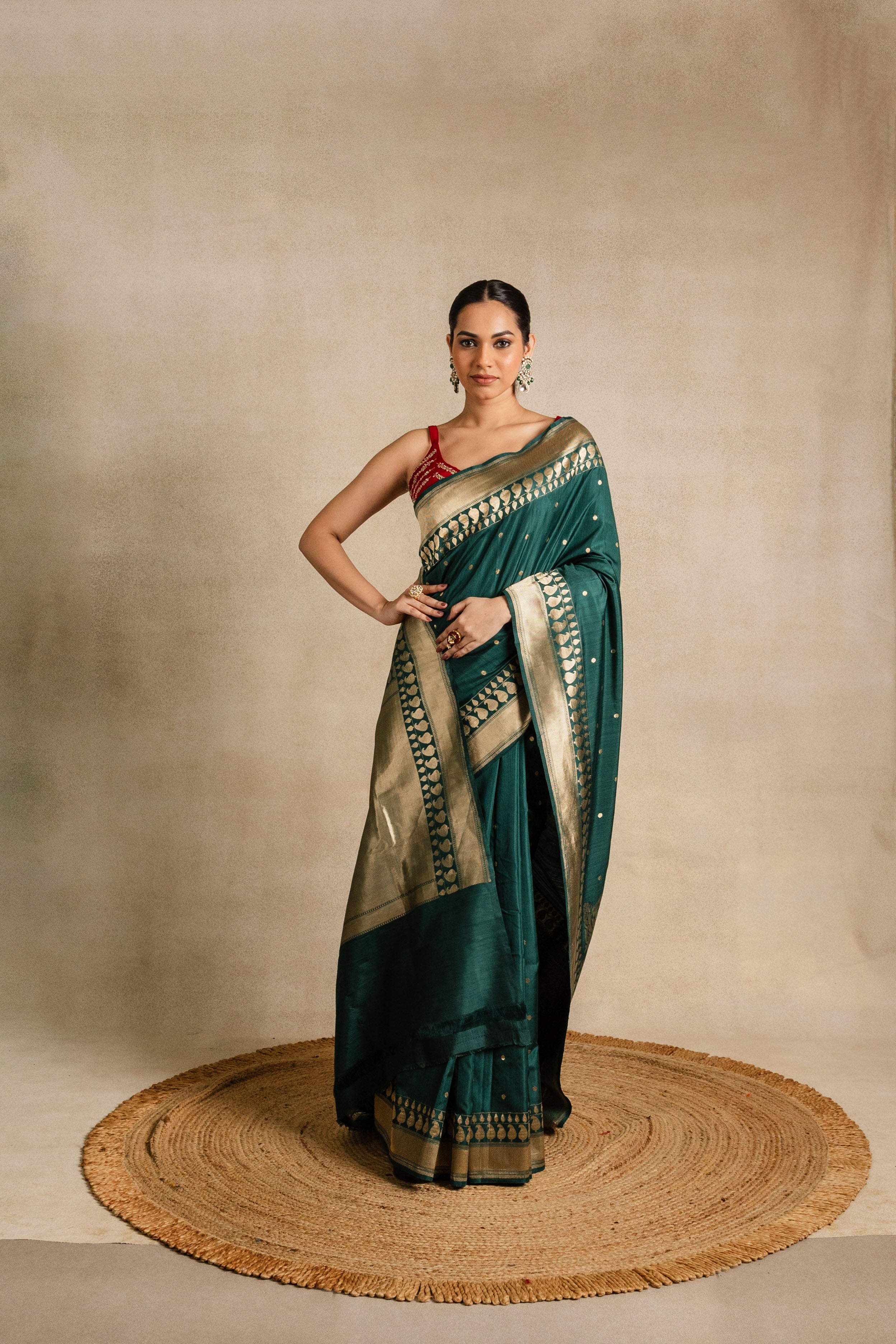 Green Katan Silk Iktara Saree